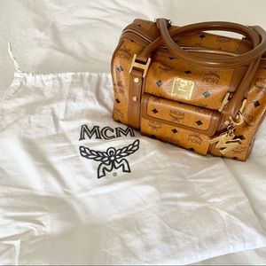 Authentic MCM Cognac Boston Bag with Dustbag👜